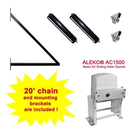 Aleko ALEKO® Set of Sliding Gate Hardware Kit with Gate Opener SLIDEKITAC1500